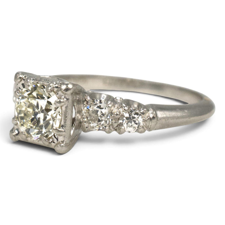 Vintage Brodnax Platinum Old European Cut Diamond Engagement Ring