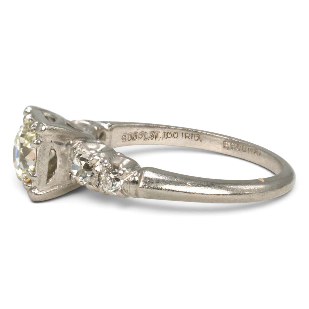 Vintage Brodnax Platinum Old European Cut Diamond Engagement Ring