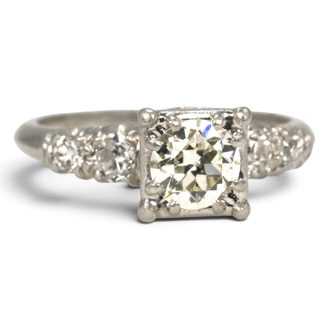 Vintage Brodnax Platinum Old European Cut Diamond Engagement Ring