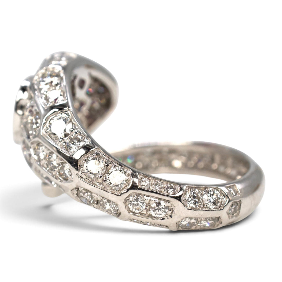 Platinum Pear Ruby, Sapphire &amp; Diamond Snake Ring