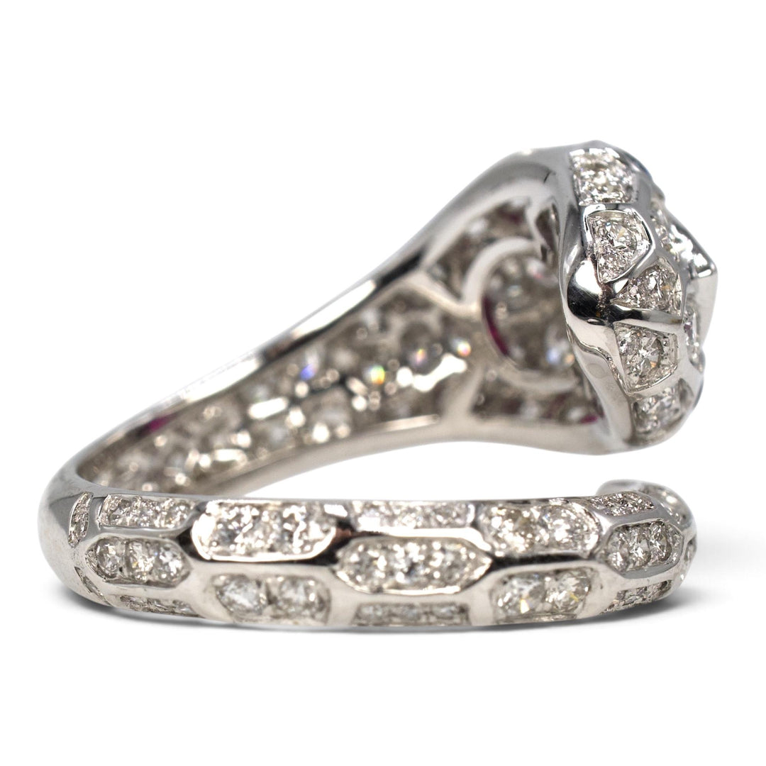 Platinum Pear Ruby, Sapphire &amp; Diamond Snake Ring