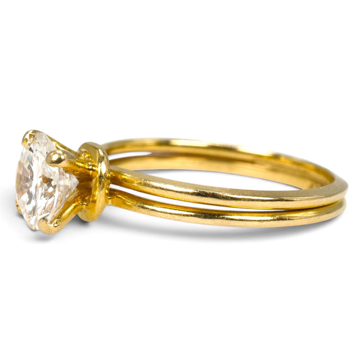 18K Yellow Gold 1.00 Carat Round Brilliant Diamond Double Band Solitaire