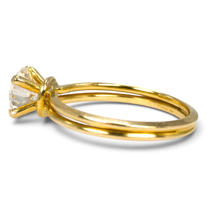 18K Yellow Gold 1.00 Carat Round Brilliant Diamond Double Band Solitaire