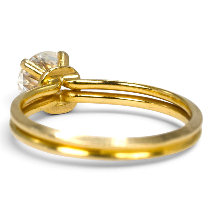18K Yellow Gold 1.00 Carat Round Brilliant Diamond Double Band Solitaire
