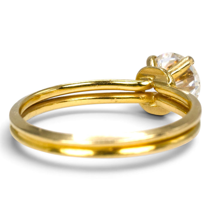 18K Yellow Gold 1.00 Carat Round Brilliant Diamond Double Band Solitaire