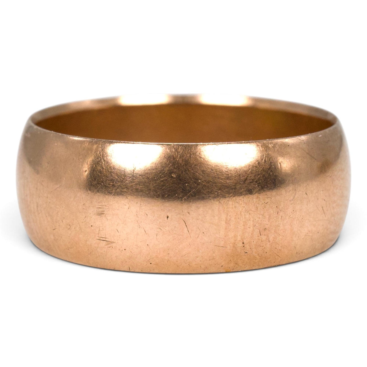 Antique Edwardian 9K Rose Gold Wide Wedding Band by Samuel Hope, Birmingham 1908