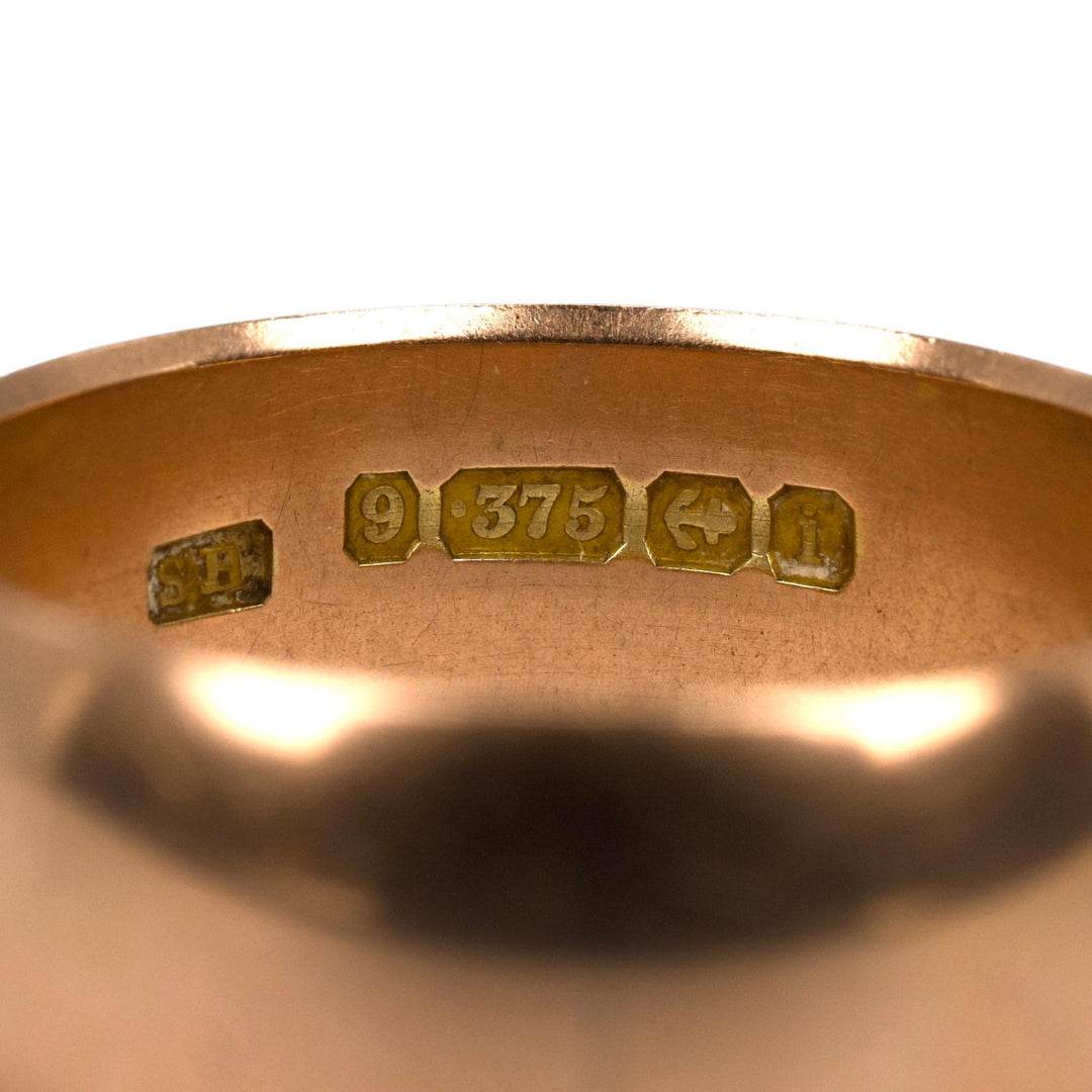 Antique Edwardian 9K Rose Gold Wide Wedding Band by Samuel Hope, Birmingham 1908