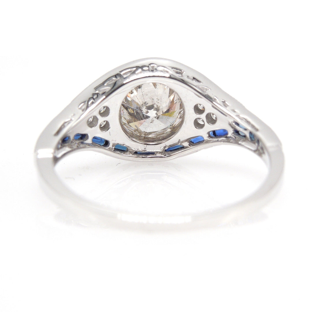 Eye Shaped Art Deco Style Light Carat with Calibre Cut Sapphires