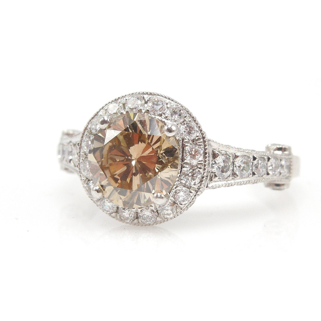 GIA 1.62 Carat Fancy Brown Diamond Engagement Ring - Platinum Halo