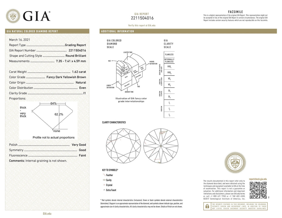 GIA 1.62 Carat Fancy Brown Diamond Engagement Ring - Platinum Halo