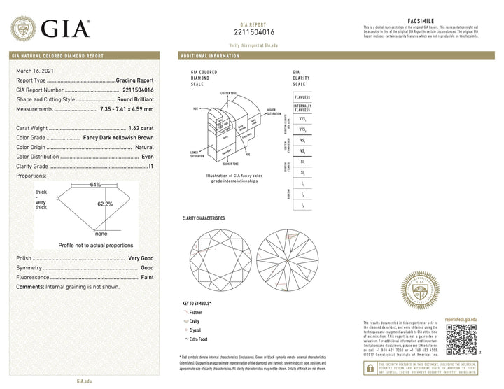 GIA 1.62 Carat Fancy Brown Diamond Engagement Ring - Platinum Halo