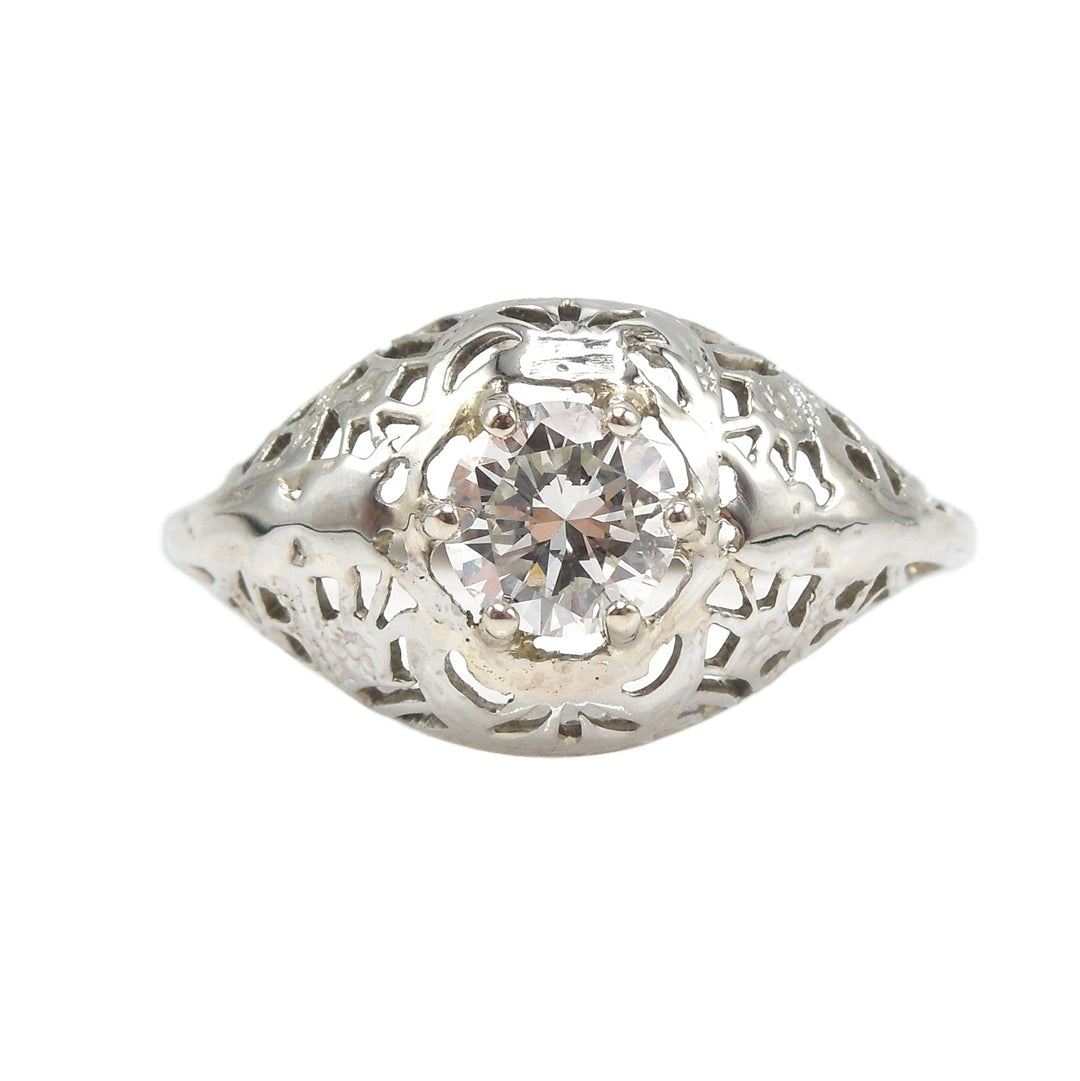 Half Carat Diamond in Beautifully Filigreed Art Deco Mounting