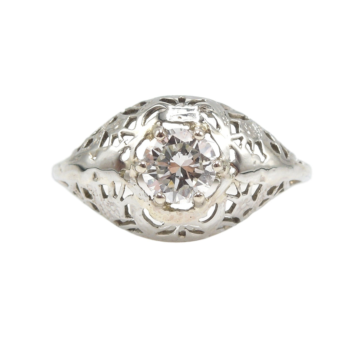 Half Carat Diamond in Beautifully Filigreed Art Deco Mounting