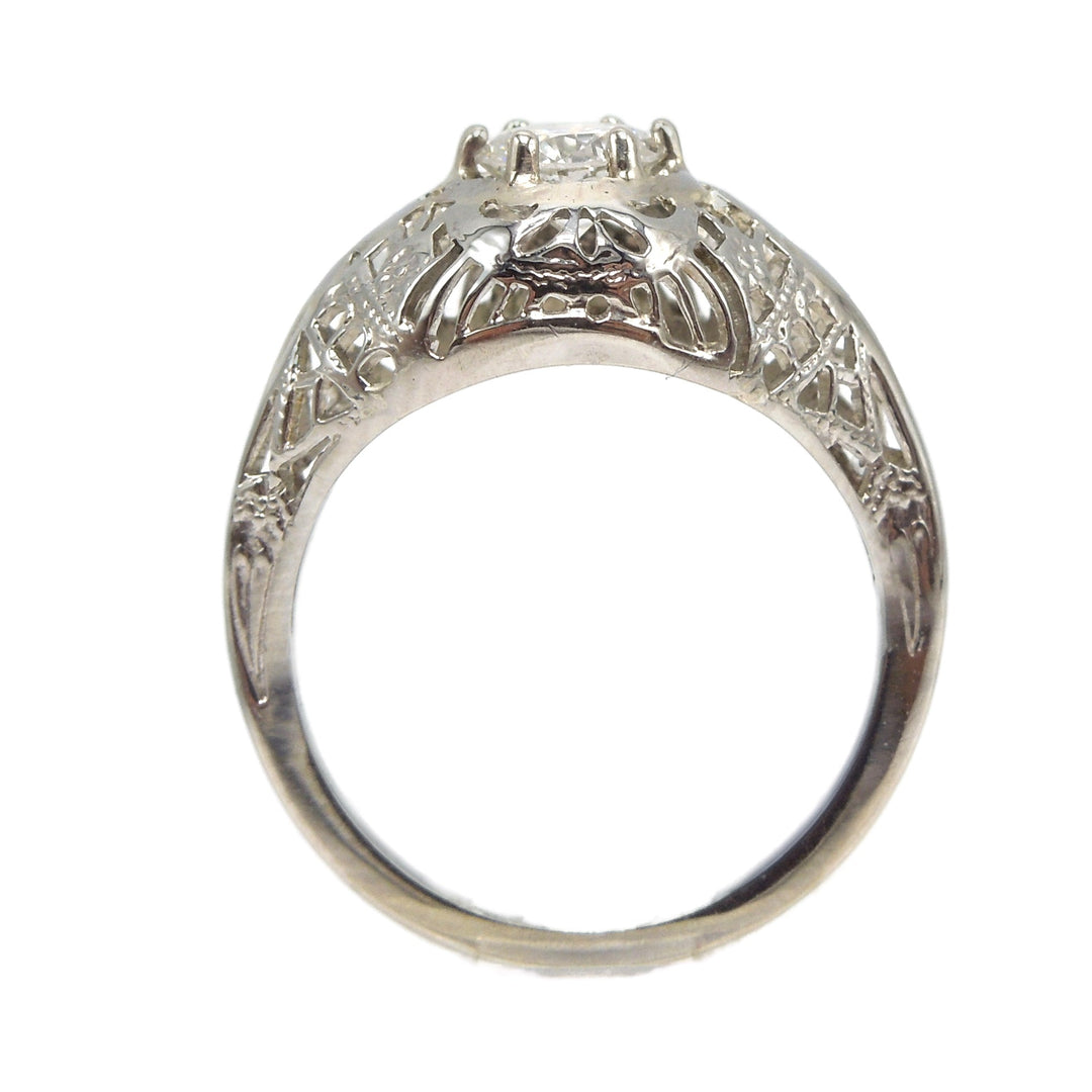 Half Carat Diamond in Beautifully Filigreed Art Deco Mounting