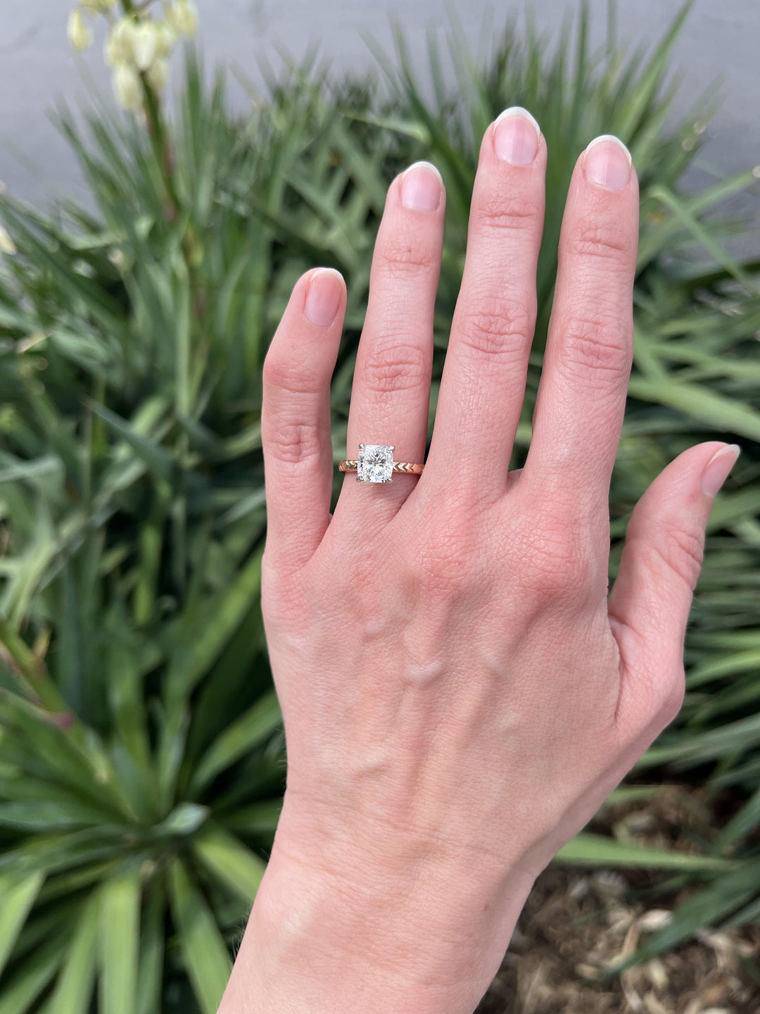 Rose Gold and Platinum 1.62 Carat GIA Natural Cushion Cut Diamond Solitaire