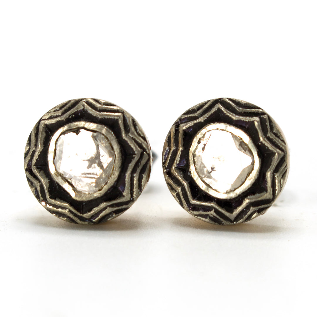 Macle Rose Cut Diamond Stud Earrings in Sterling and Vermeil