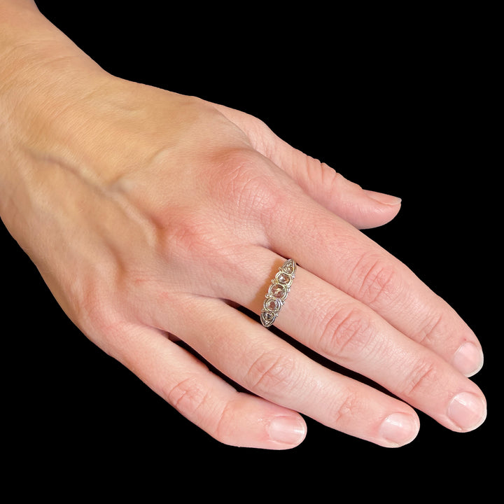 Antique Five Stone Rose Cut Diamond Ring in Gold and Silver