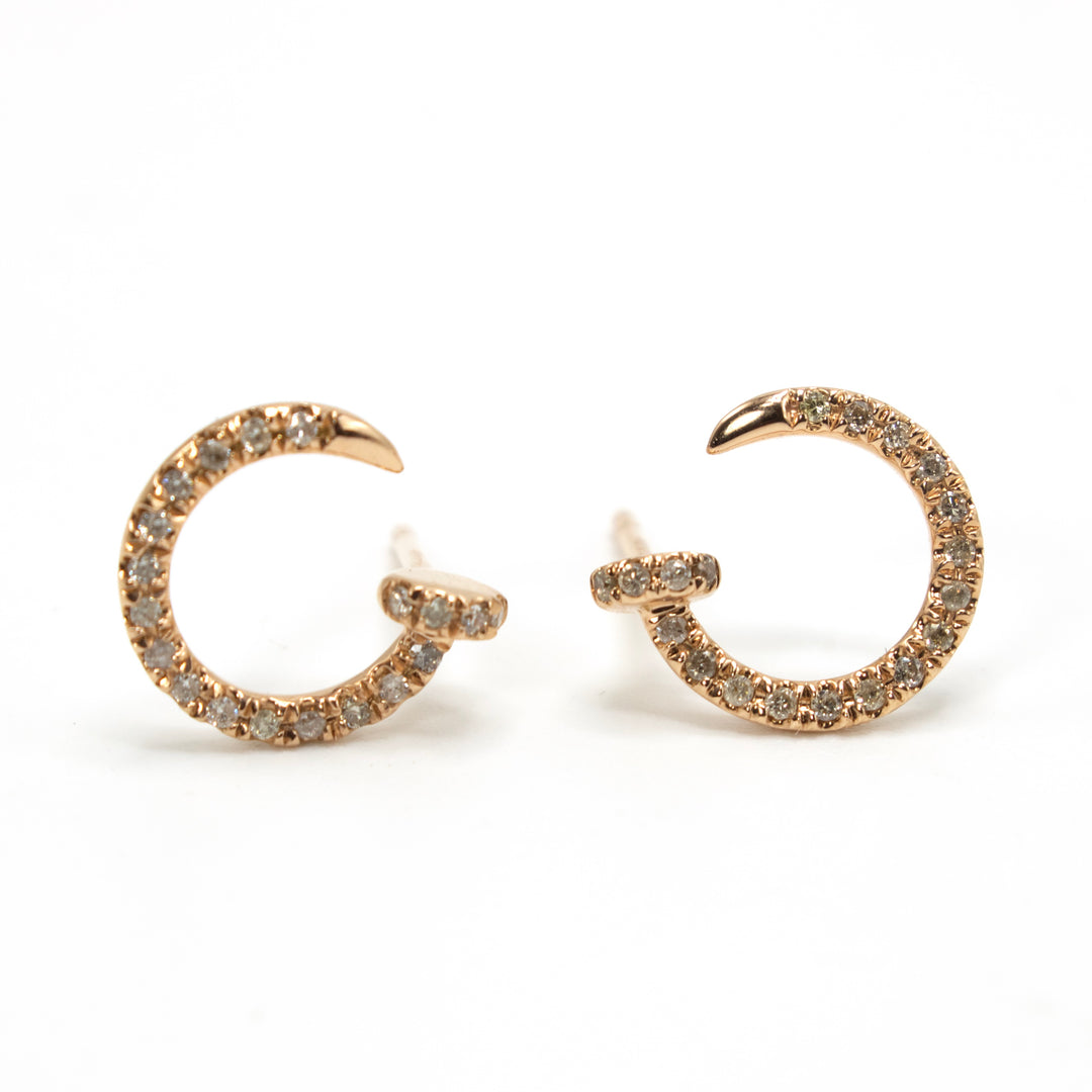 18K Rose Gold and Diamond Bent Nail Stud Earrings – A.J. Martin