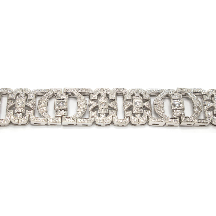 Estate Vintage Style 18K White Gold Link Bracelet with 4.00 Carats of Diamonds