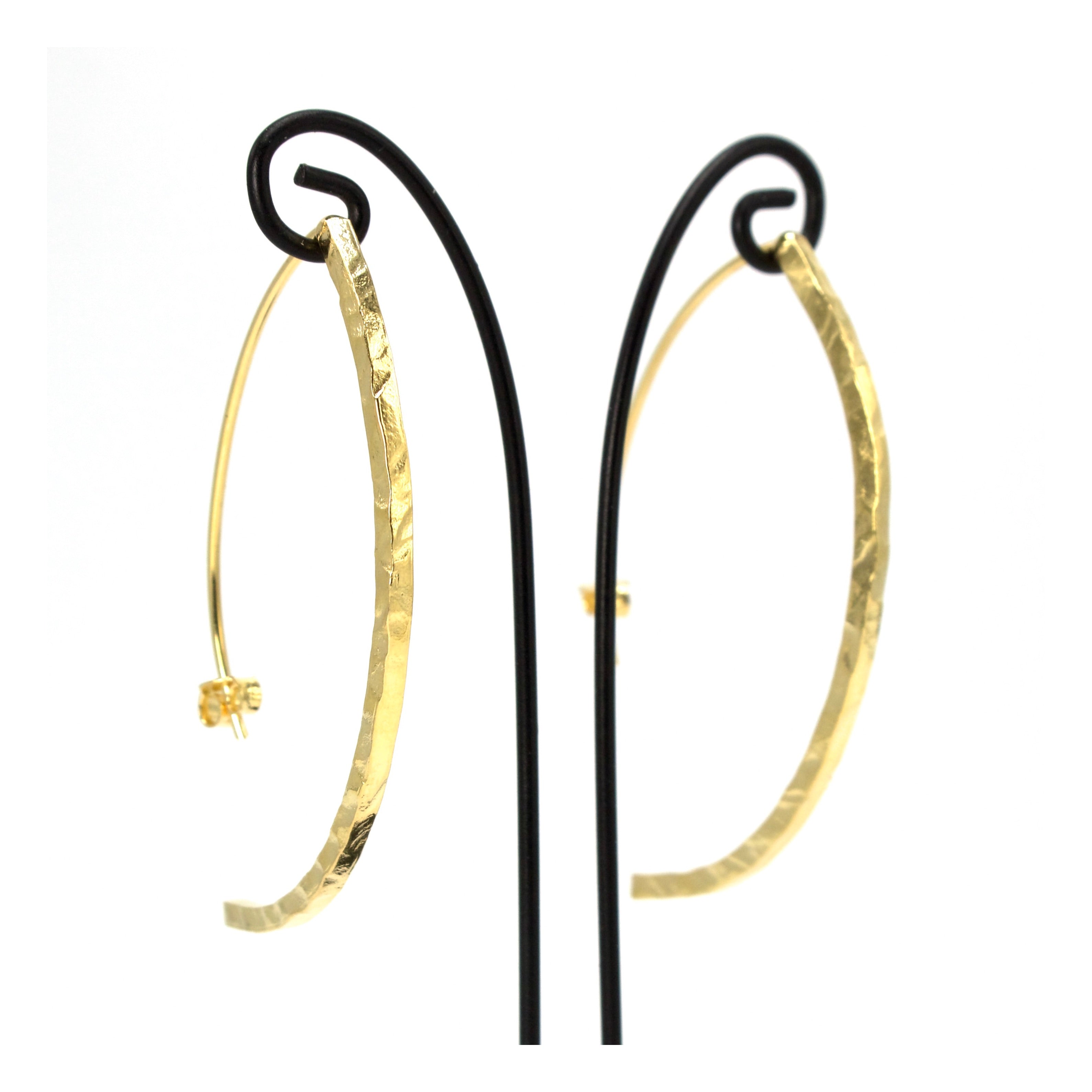 18K Gold Plated Half Hoop Earrings with Brushed Finish