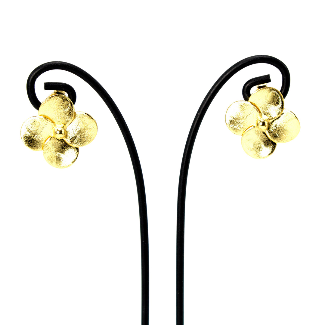 Gold over Brass Quatrefoil Stud Earrings