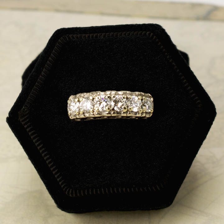 1.20ct Six Diamond Wide Band in 14K White Gold