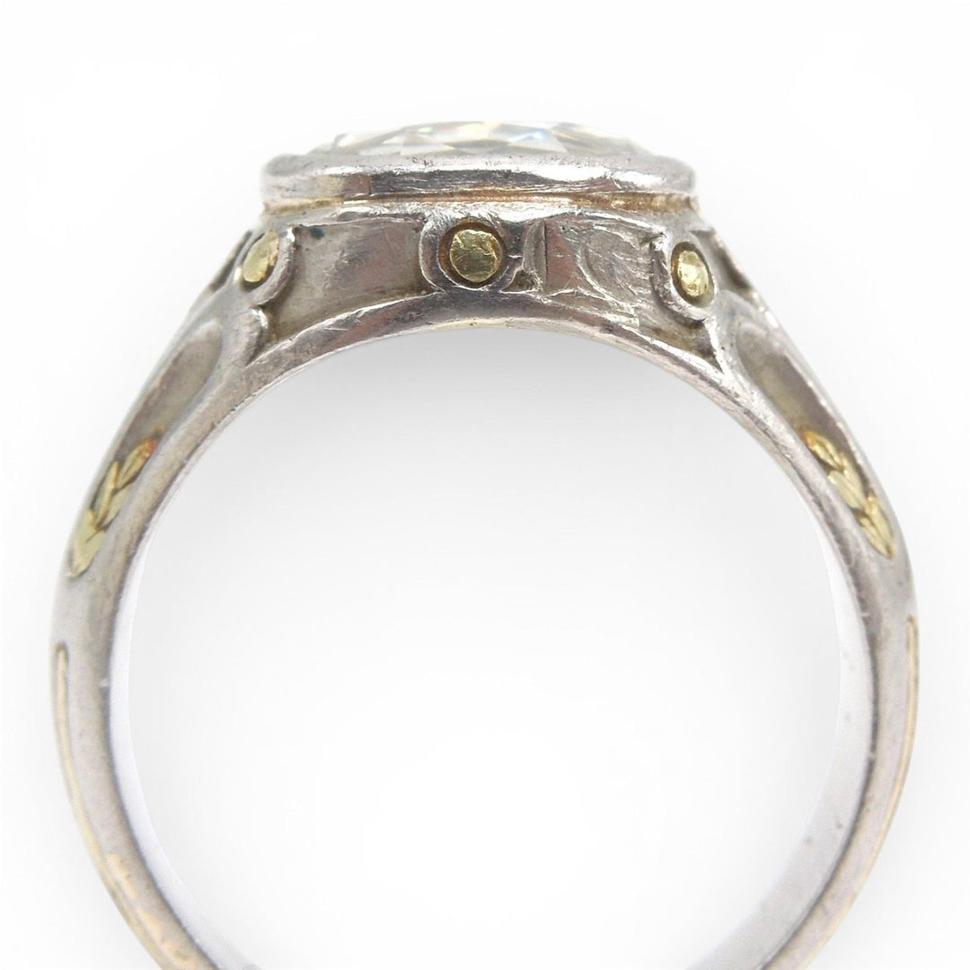 2.32 Carat Cushion Shaped Antique Rose Cut Diamond in Platinum and Yellow Gold