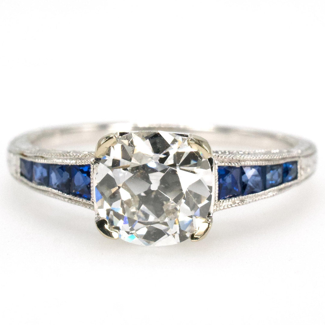 Old Mine Cut Lab Grown Diamond in Art Deco Style Mounting with Calibre Cut