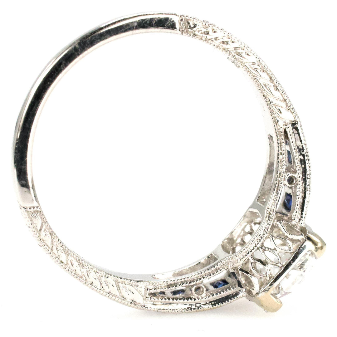 Old Mine Cut Lab Grown Diamond in Art Deco Style Mounting with Calibre Cut