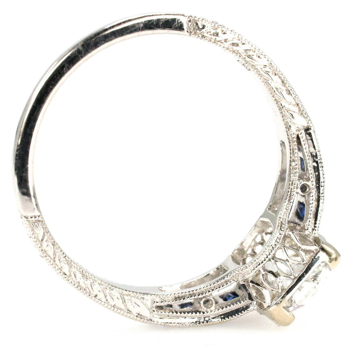 Old Mine Cut Lab Grown Diamond in Art Deco Style Mounting with Calibre Cut