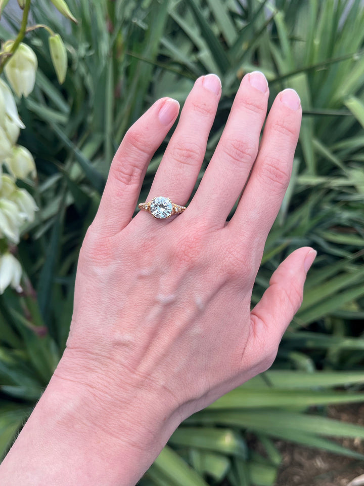 GIA 2.01 carat Diamond Art Deco Style Solitaire in 18K Yellow Gold