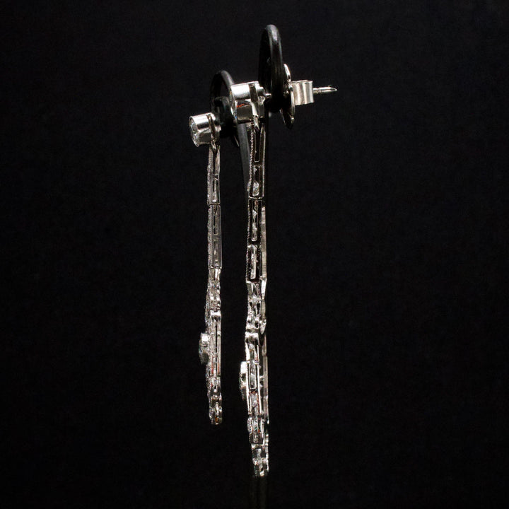 Pristine Art Deco Style Drop Earrings with 4.00 Carats of Diamonds in Platinum