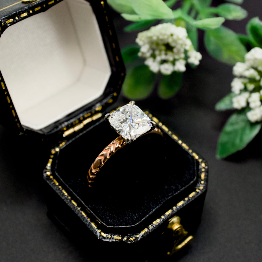 Rose Gold and Platinum 1.62 Carat GIA Natural Cushion Cut Diamond Solitaire