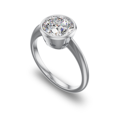 Bezel Set Edwardian Inspired Solitaire with Scalloped Cutouts in Platinum with diamond