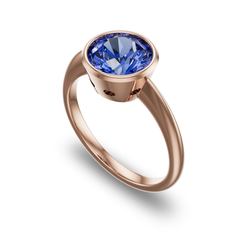 Bezel Set Edwardian Inspired Solitaire with Scalloped Cutouts in 14K Rose Gold with sapphire