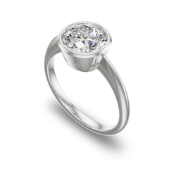 Bezel Set Edwardian Inspired Solitaire with Scalloped Cutouts in 14K White Gold with diamond