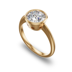 Bezel Set Edwardian Inspired Solitaire with Scalloped Cutouts in 14K Yellow Gold with diamond