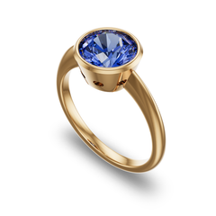 Bezel Set Edwardian Inspired Solitaire with Scalloped Cutouts in 14K Yellow Gold with sapphire