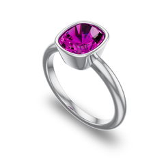 Bezel Set Solitaire in Platinum with pink sapphire