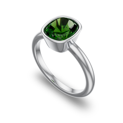 Bezel Set Solitaire in Platinum with tsavorite garnet