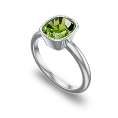 Bezel Set Solitaire in Platinum with peridot