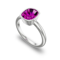 Bezel Set Solitaire in 14K White Gold with pink sapphire