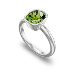 Bezel Set Solitaire in 14K White Gold with peridot