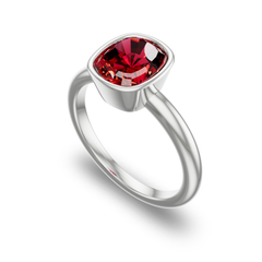 Bezel Set Solitaire in 14K White Gold with ruby