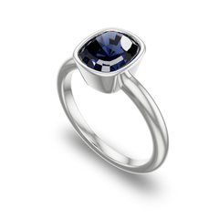 Bezel Set Solitaire in 14K White Gold with sapphire
