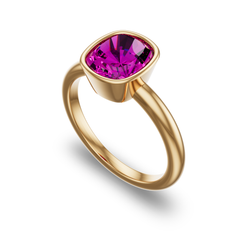 Bezel Set Solitaire in 14K Yellow Gold with pink sapphire