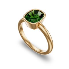 Bezel Set Solitaire in 14K Yellow Gold with tsavorite garnet