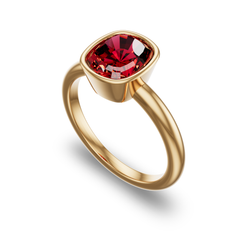 Bezel Set Solitaire in 14K Yellow Gold with ruby