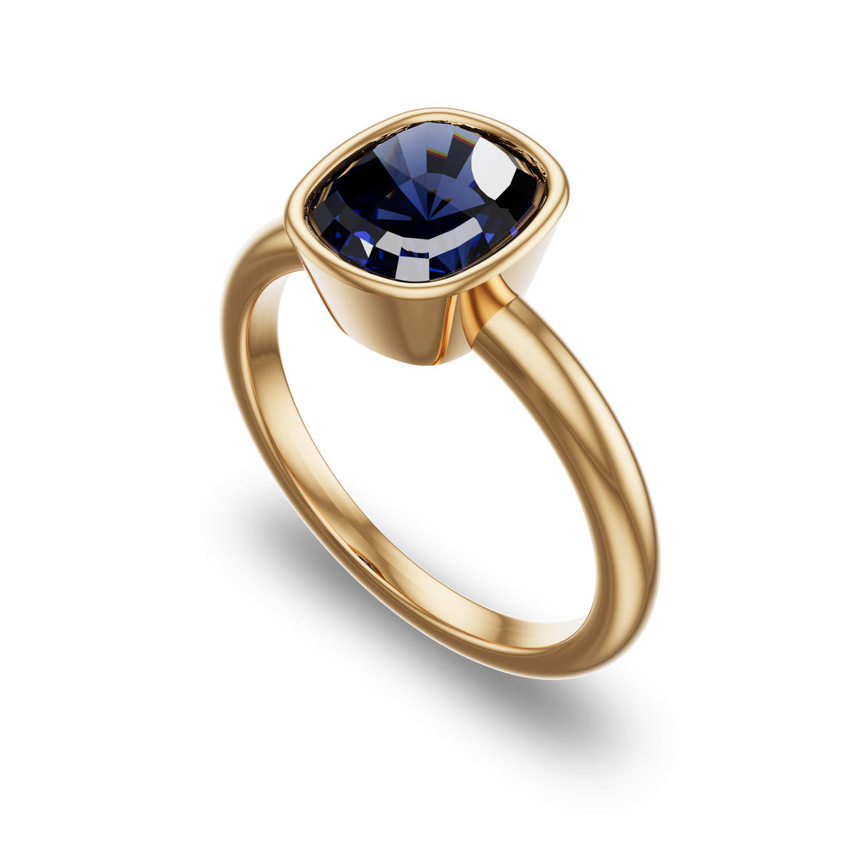 Bezel Set Solitaire in 14K Yellow Gold with sapphire
