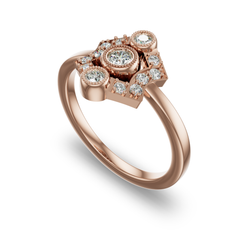 Georgian Inspired Shield Shaped Ring in 14K Rose Gold with diamond